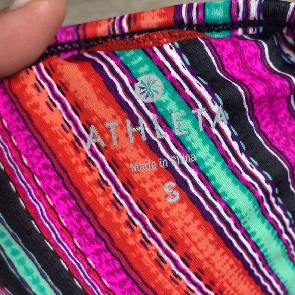 ATHLETA WOMEN SWIMWEAR TANKINI BOHO STIPES PINK RED GREEN SIZE S - Picture 3 of 9